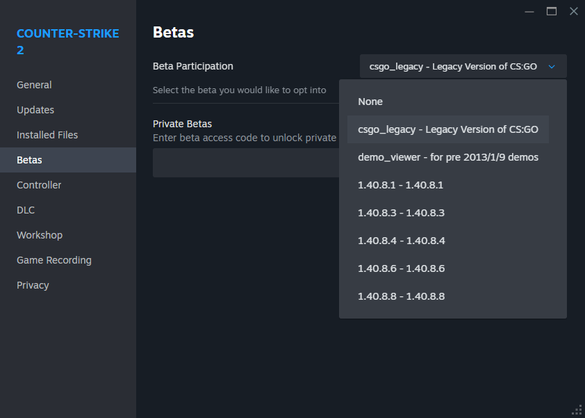Steam betas